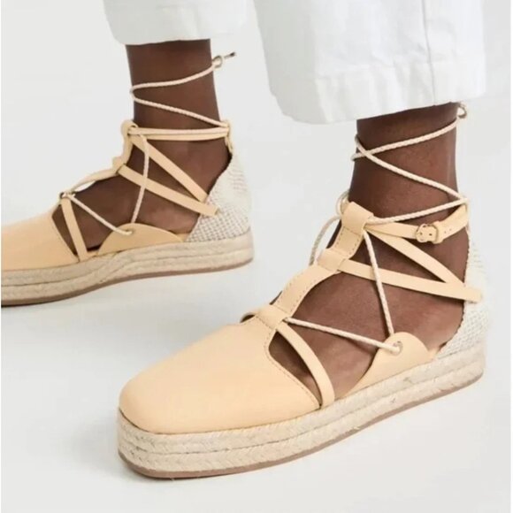 Ulla Johnson Imani Espadrilles Womens 7 Butter Yellow Flatform Casual Shoes - Picture 7 of 7